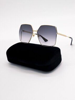 NEW GUCCI SUNGLASSES GG0817S 001 GOLD/GRAY SQUARE WOMEN GUCCI EYEWEAR